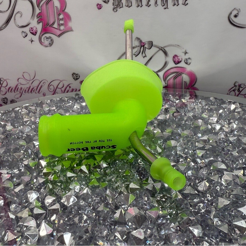 Scuba beer snorkel drinking accessory game fun bright Neon Green Silicone